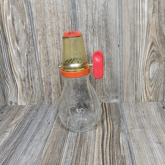 Vintage Nut Chopper, Glass w/Red, Plastic Measuring Cover Top - Picture 1 of 5